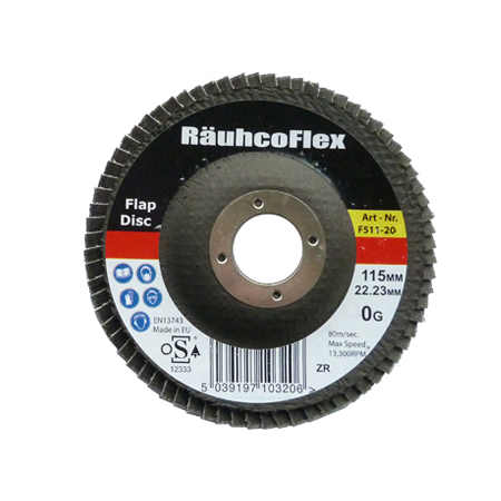 RauhcoFlex Flap Disc 115mm x 22.23mm Zirconium 40 Grit ( Pack of 10 ) 
